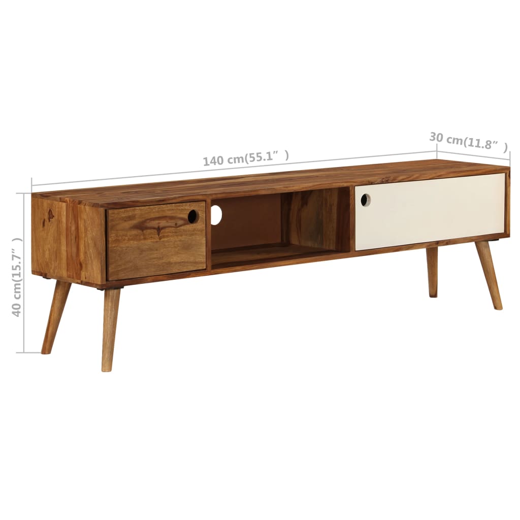 Tv-Meubel 140X30X40 Cm Massief Acaciahout