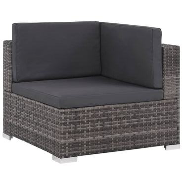 6-Delige Loungeset Met Kussens Poly Rattan Grijs