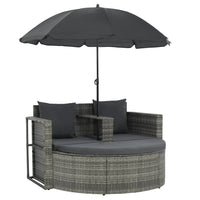 Tuinbank 2-Zits Met Kussens En Parasol Poly Rattan