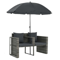 Tuinbank 2-Zits Met Kussens En Parasol Poly Rattan