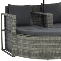 Tuinbank 2-Zits Met Kussens En Parasol Poly Rattan
