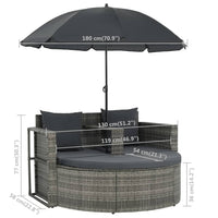Tuinbank 2-Zits Met Kussens En Parasol Poly Rattan
