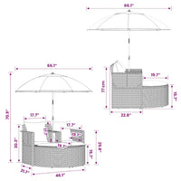 Tuinbank 2-Zits Met Kussens En Parasol Poly Rattan