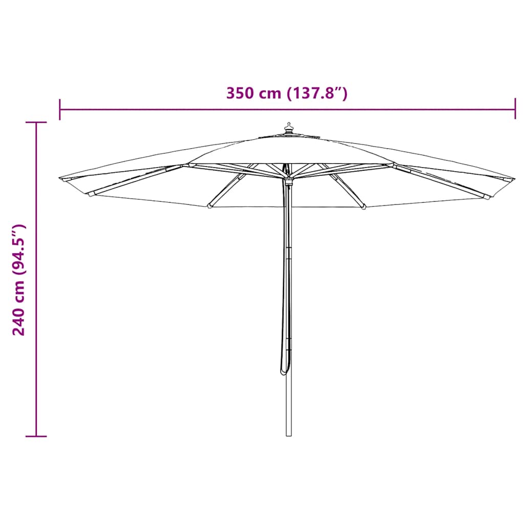 Parasol Met Houten Paal 350 Cm