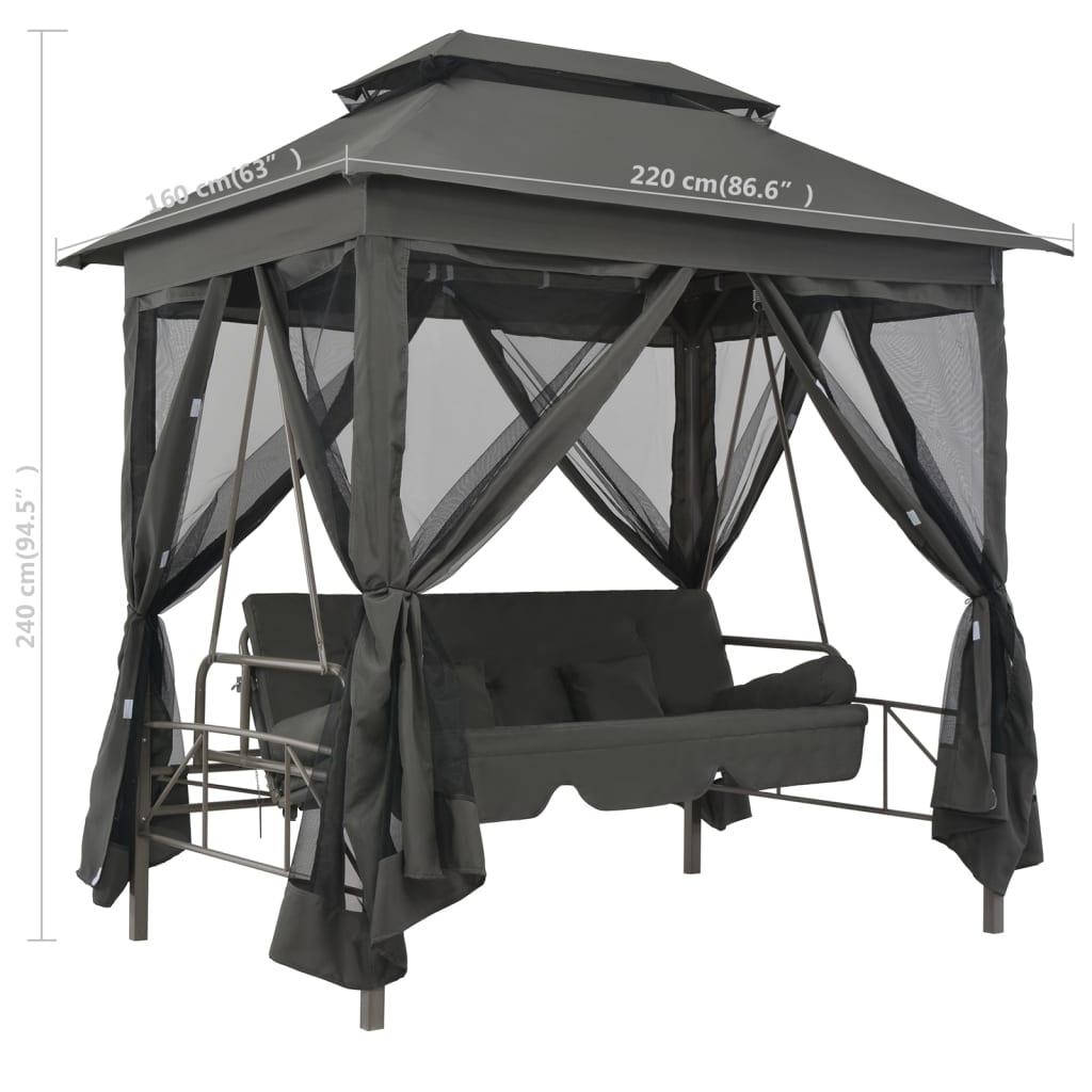 Schommelbank Voor Buiten Met Dak 220X160X240 Cm Staal