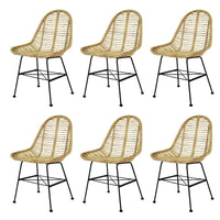 Eetkamerstoelen Rattan Natuurlijk 6 St