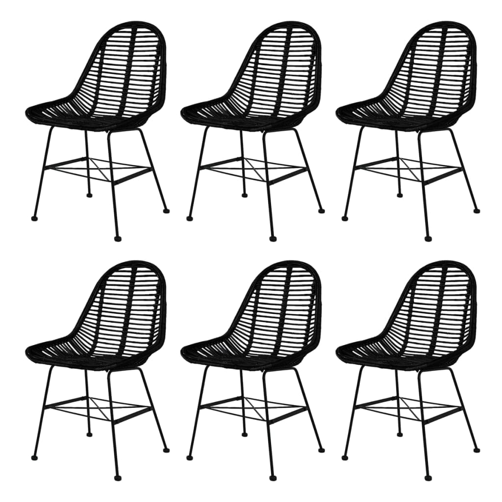 Eetkamerstoelen Rattan Natuurlijk 6 St