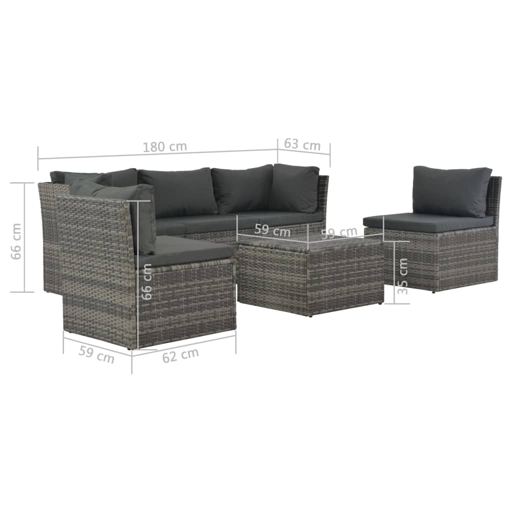 Loungeset Met Kussens 4-Delig Poly Rattan
