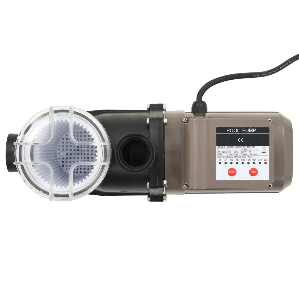 Zwembadpomp Met Timer 0,25 Pk 8000 L/U Zwart