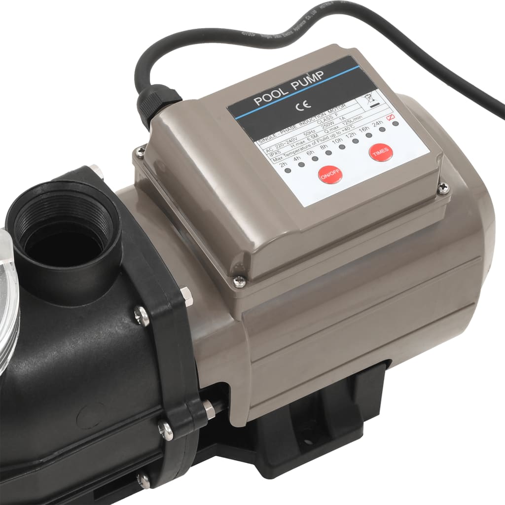 Zwembadpomp Met Timer 0,25 Pk 8000 L/U Zwart