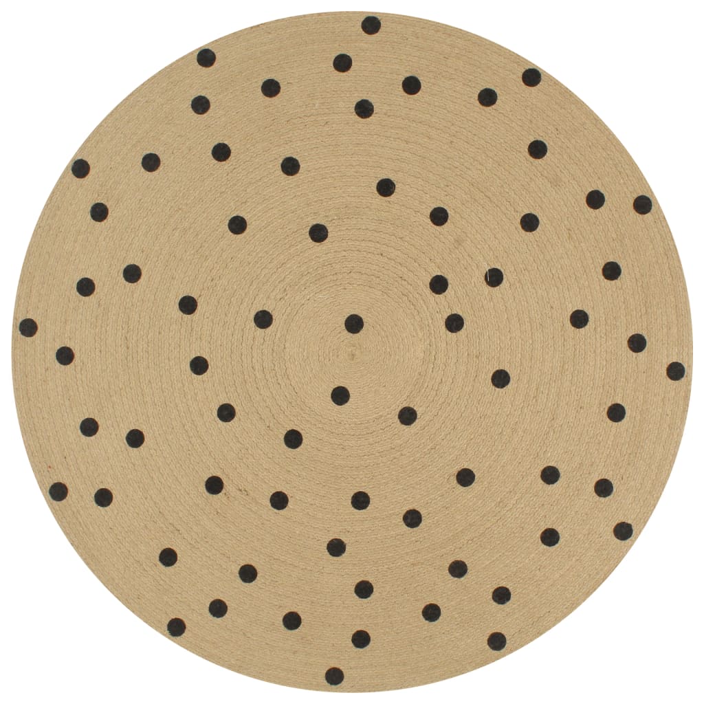 Vloerkleed Handgemaakt Met Zwarte Print Jute