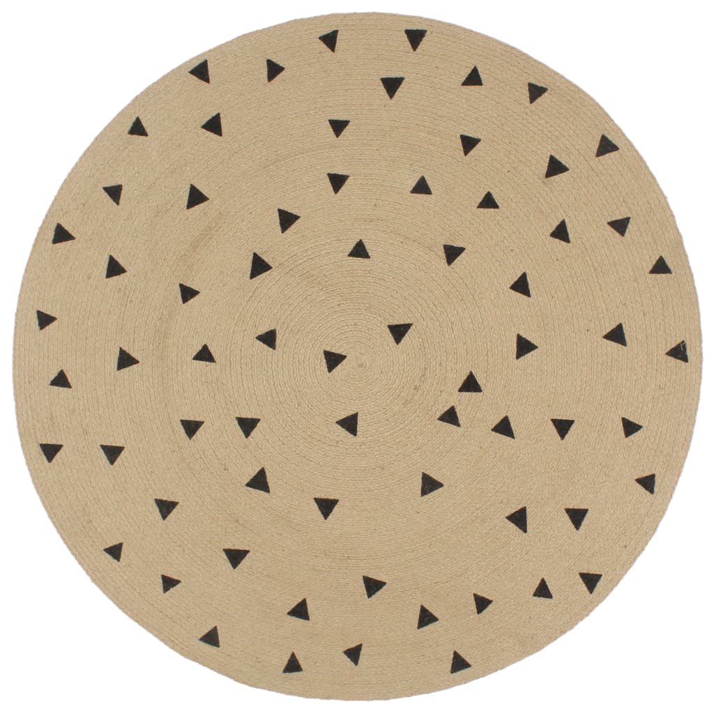 Vloerkleed Handgemaakt Met Zwarte Print Jute