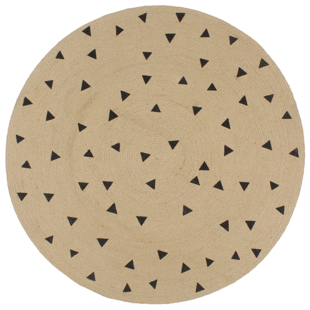 Vloerkleed Handgemaakt Met Zwarte Print Jute