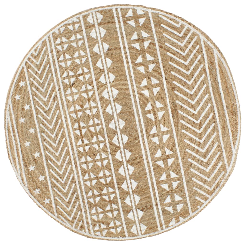 Vloerkleed Handgemaakt Met Zwarte Print Jute