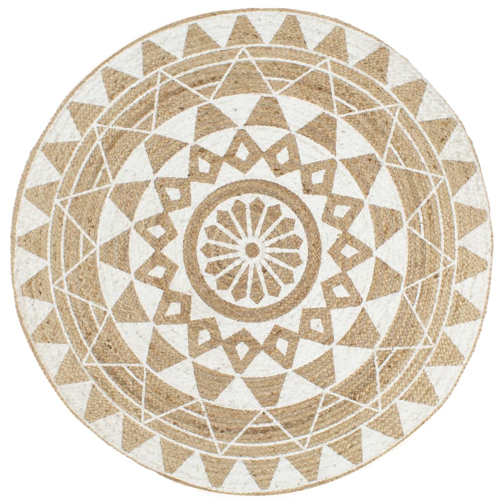Vloerkleed Handgemaakt Met Zwarte Print Jute