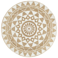 Vloerkleed Handgemaakt Met Zwarte Print Jute