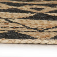 Vloerkleed Handgemaakt Met Zwarte Print Jute