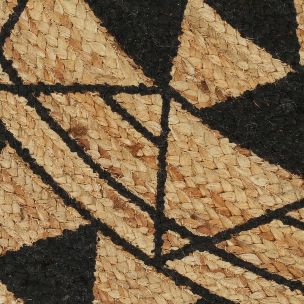 Vloerkleed Handgemaakt Met Zwarte Print Jute