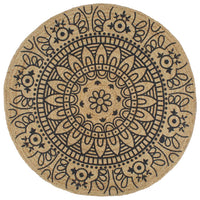 Vloerkleed Handgemaakt Met Zwarte Print Jute