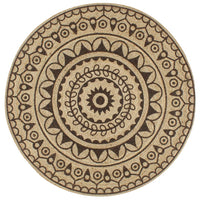 Vloerkleed Handgemaakt Met Zwarte Print Jute