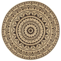 Vloerkleed Handgemaakt Met Zwarte Print Jute