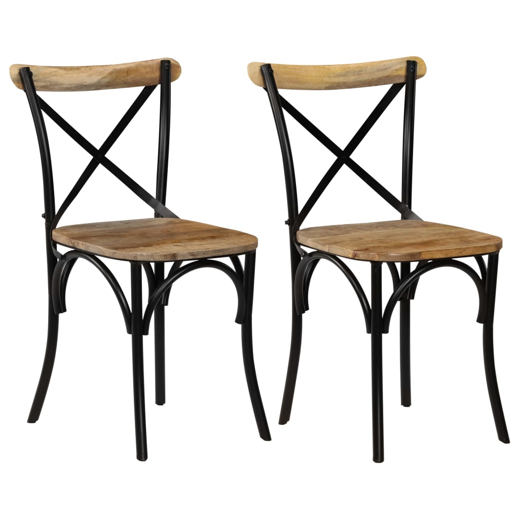 Kruisstoelen Massief Mangohout Zwart