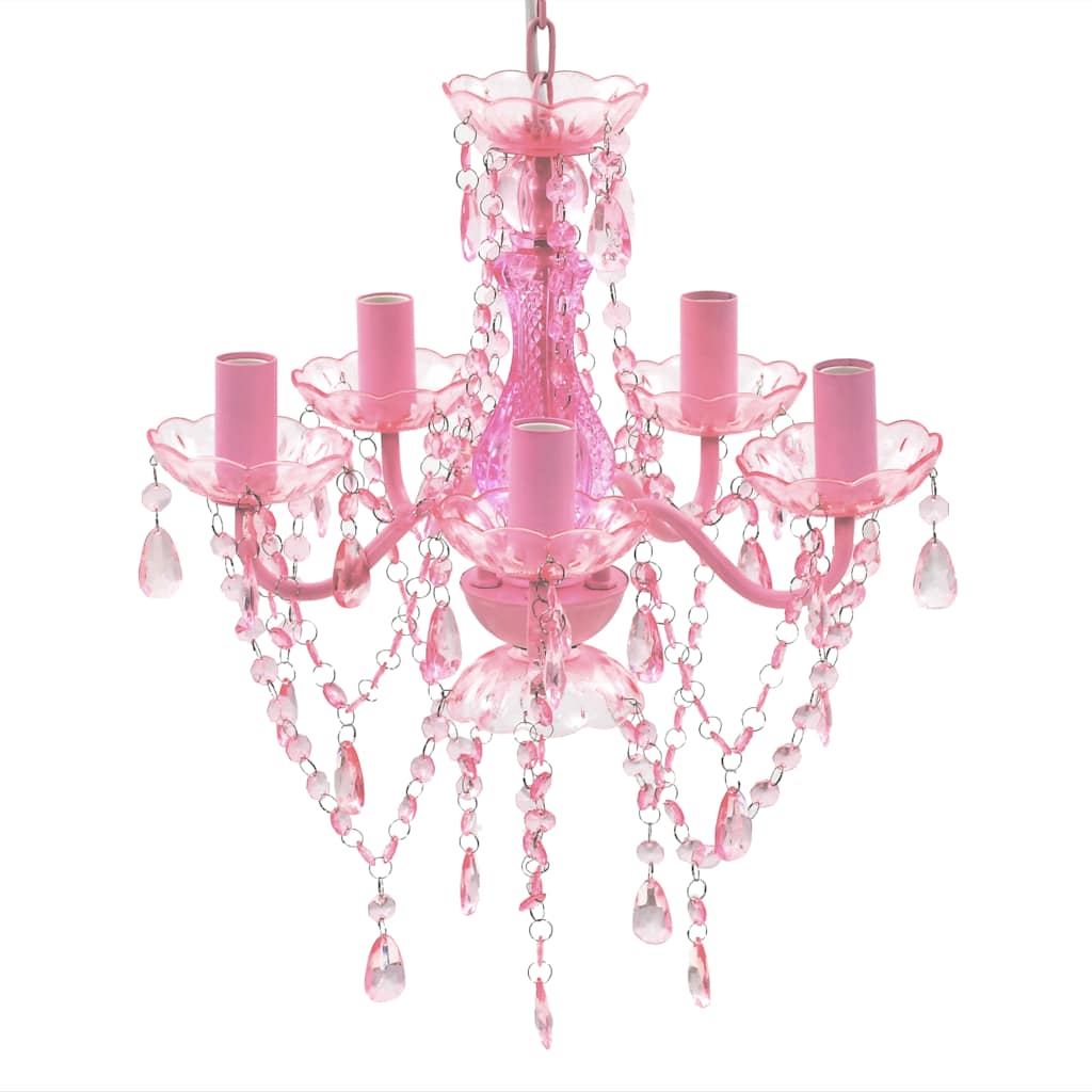 Kristallen Licht Met 5 Gloeilampen Rosa