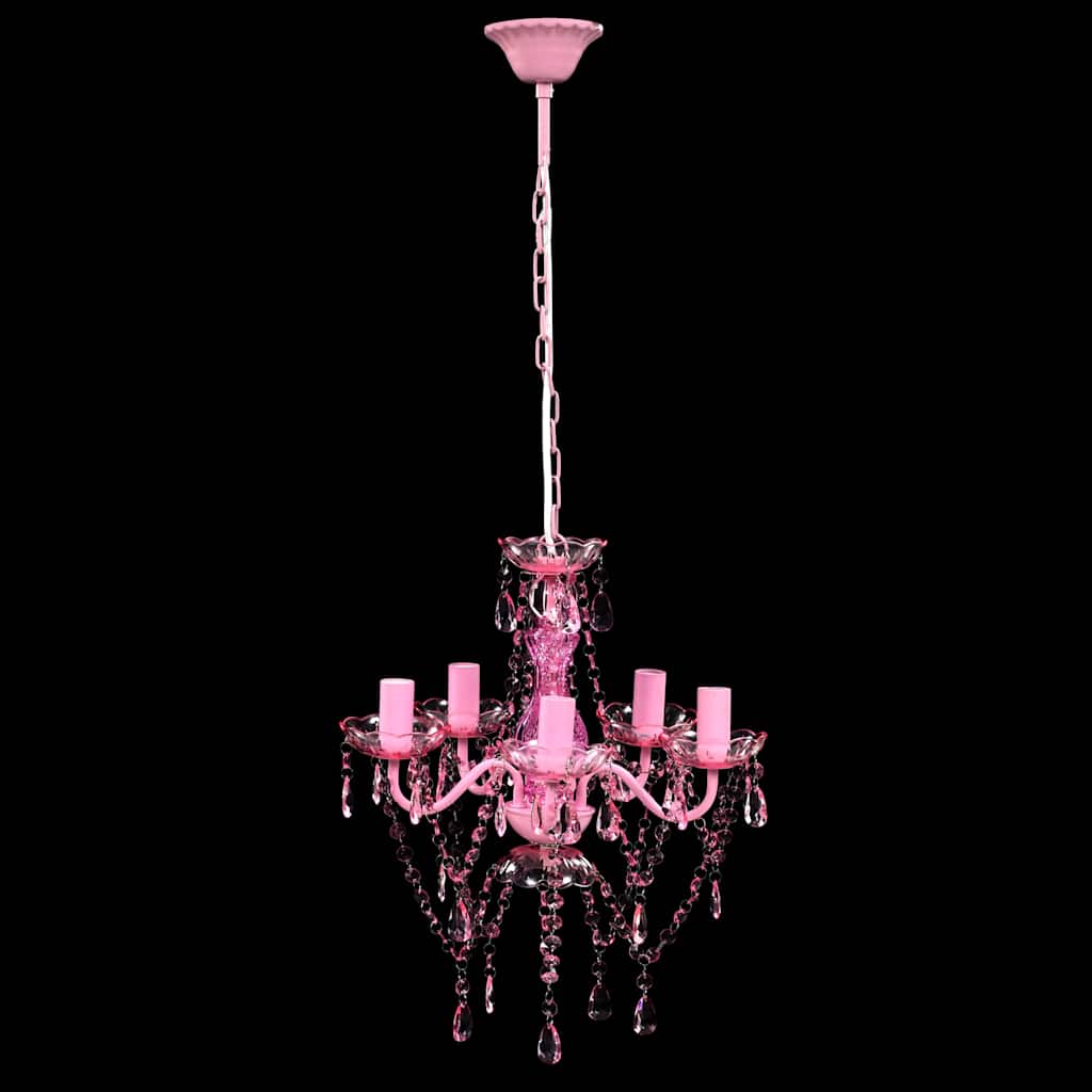 Kristallen Licht Met 5 Gloeilampen Rosa
