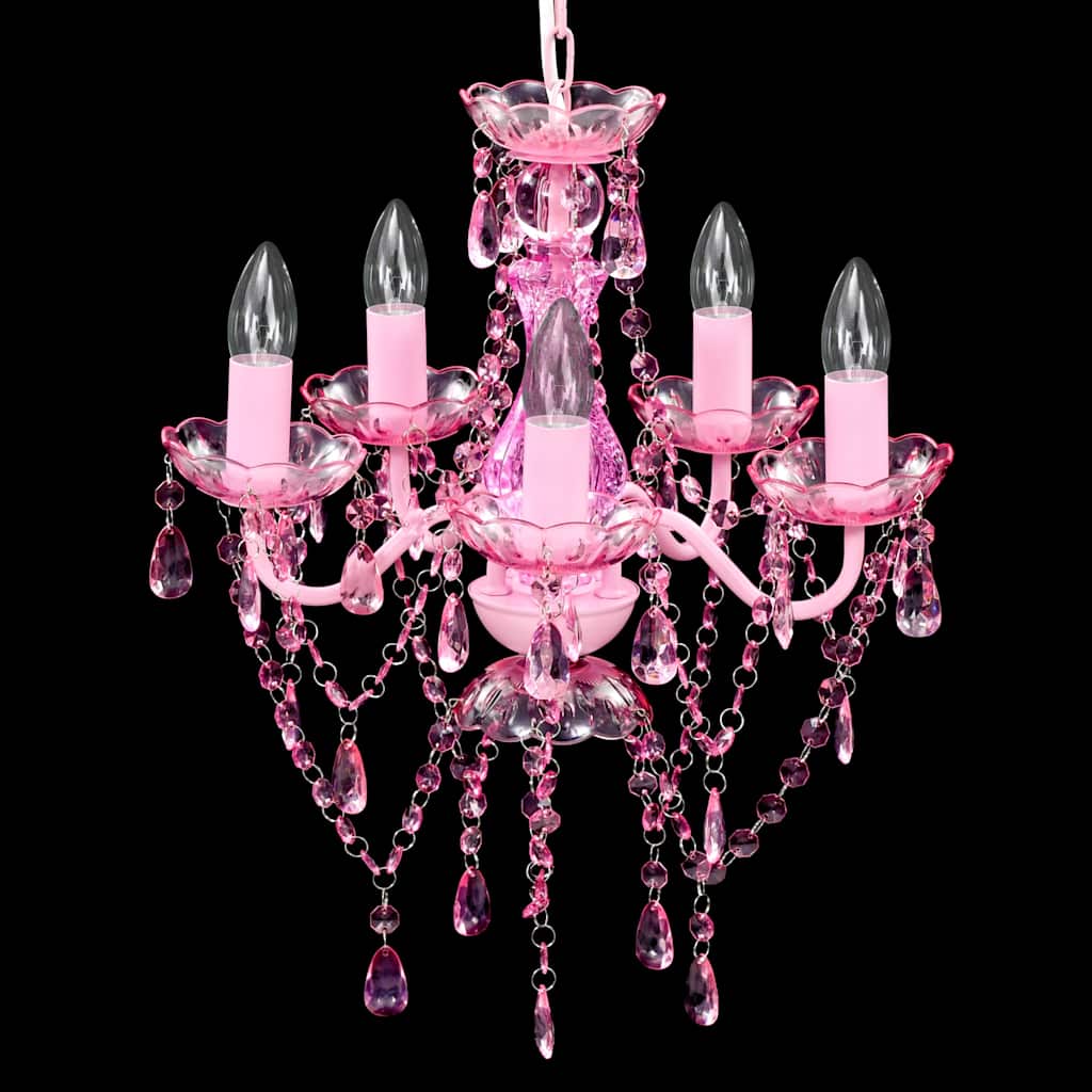 Kristallen Licht Met 5 Gloeilampen Rosa