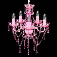 Kristallen Licht Met 5 Gloeilampen Rosa