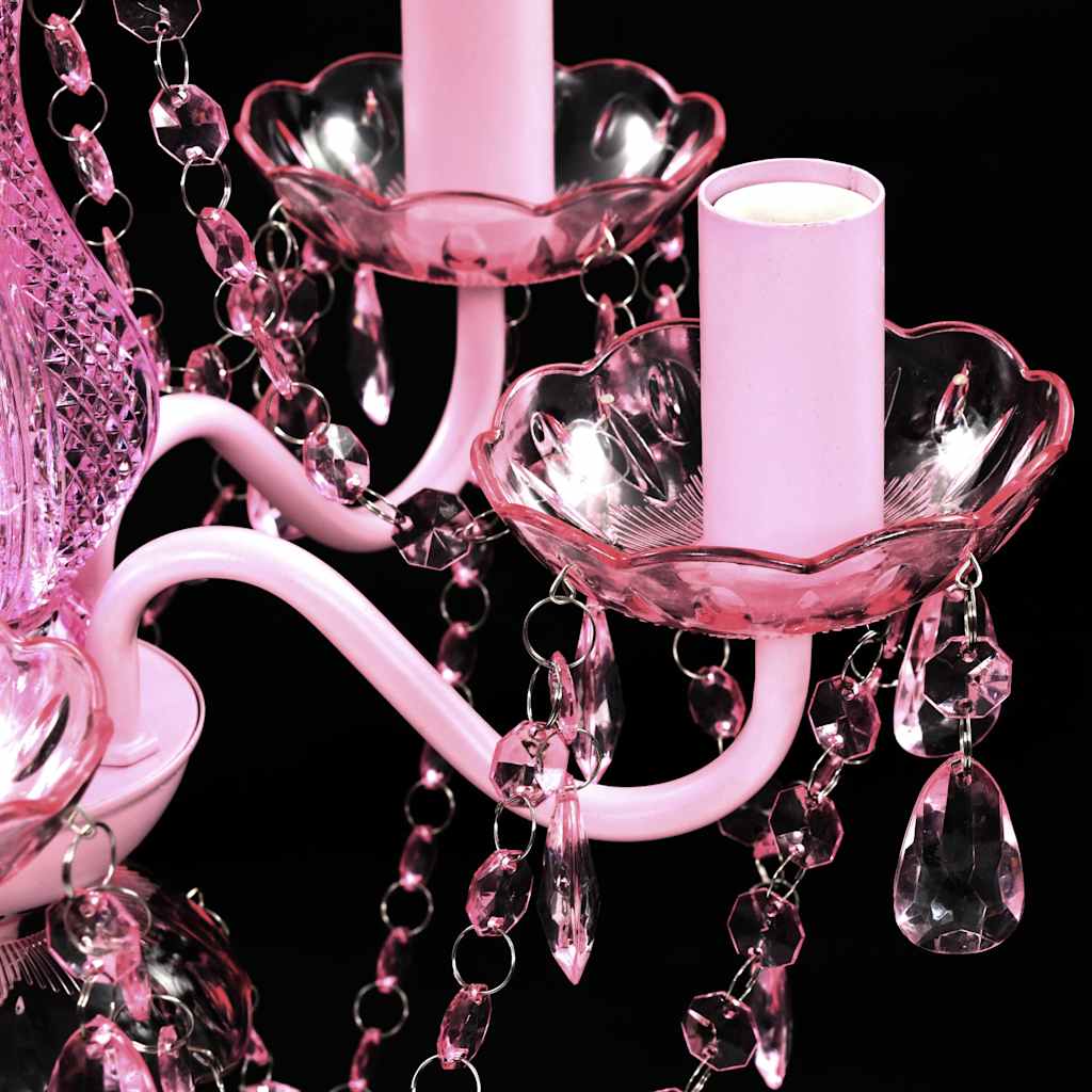 Kristallen Licht Met 5 Gloeilampen Rosa