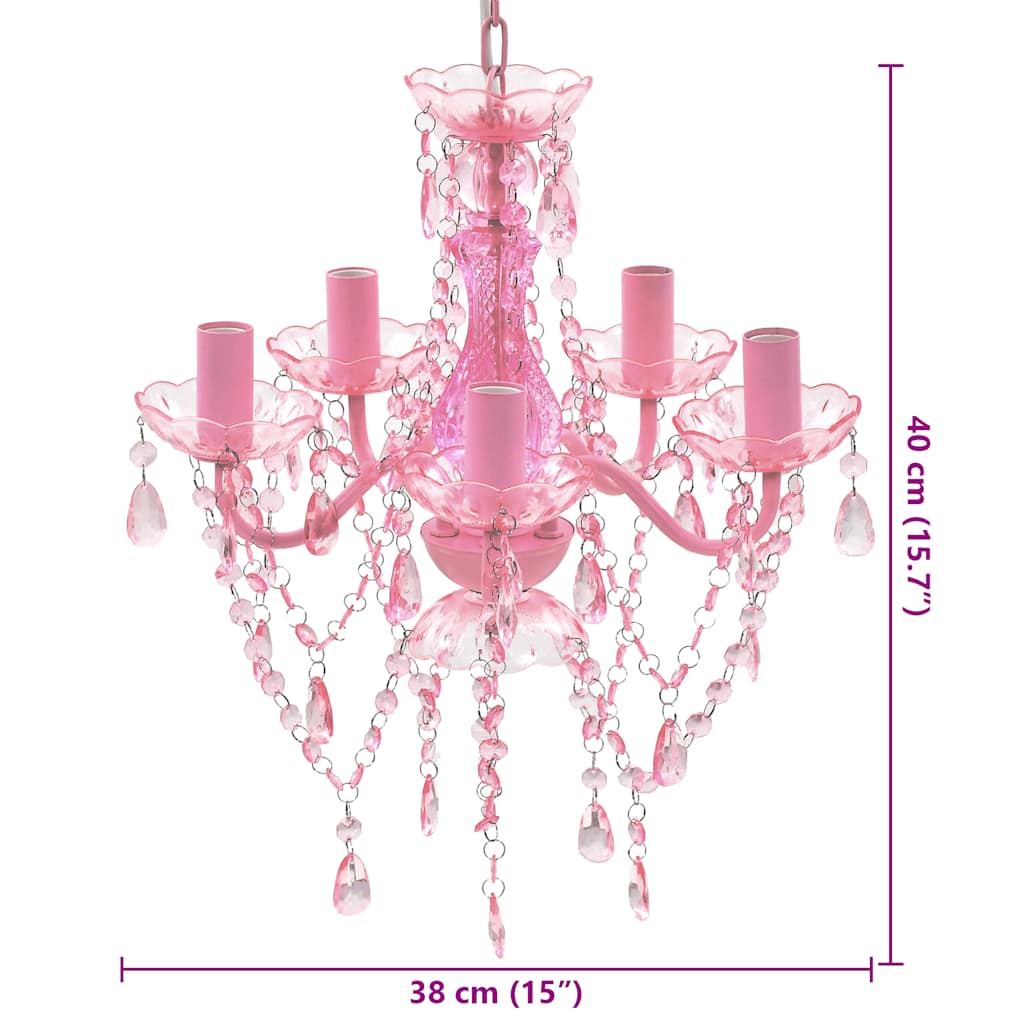 Kristallen Licht Met 5 Gloeilampen Rosa