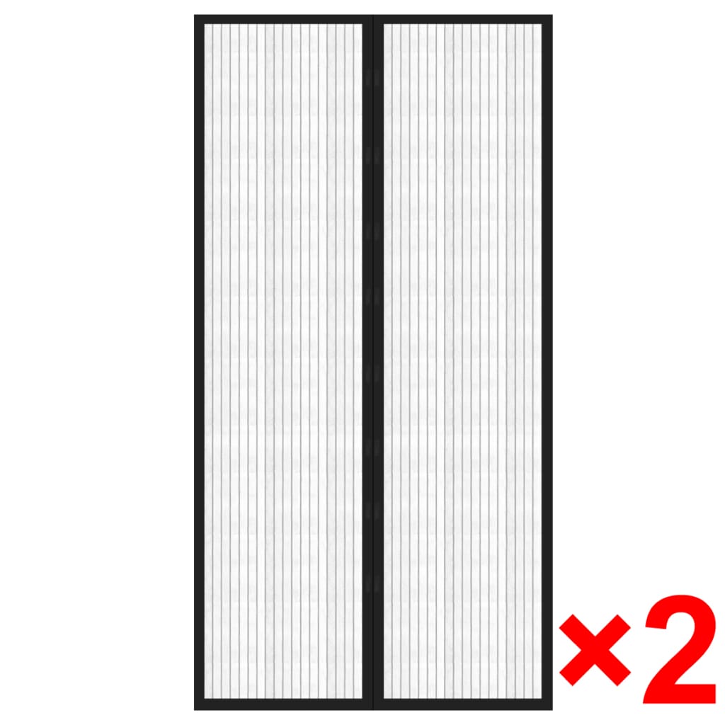 Insectendeurgordijnen 2 St Magnetisch Zwart