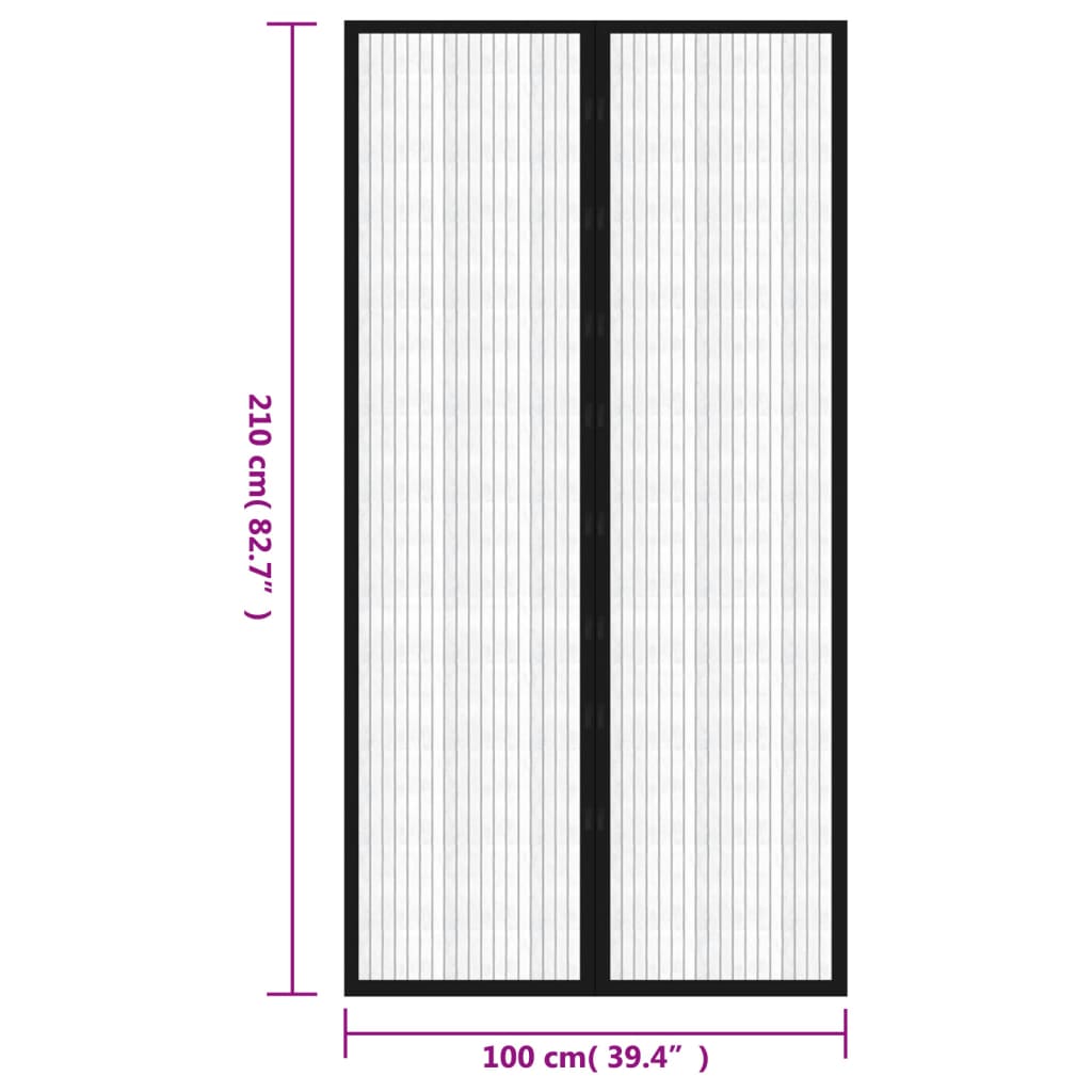 Insectendeurgordijnen 2 St Magnetisch Zwart