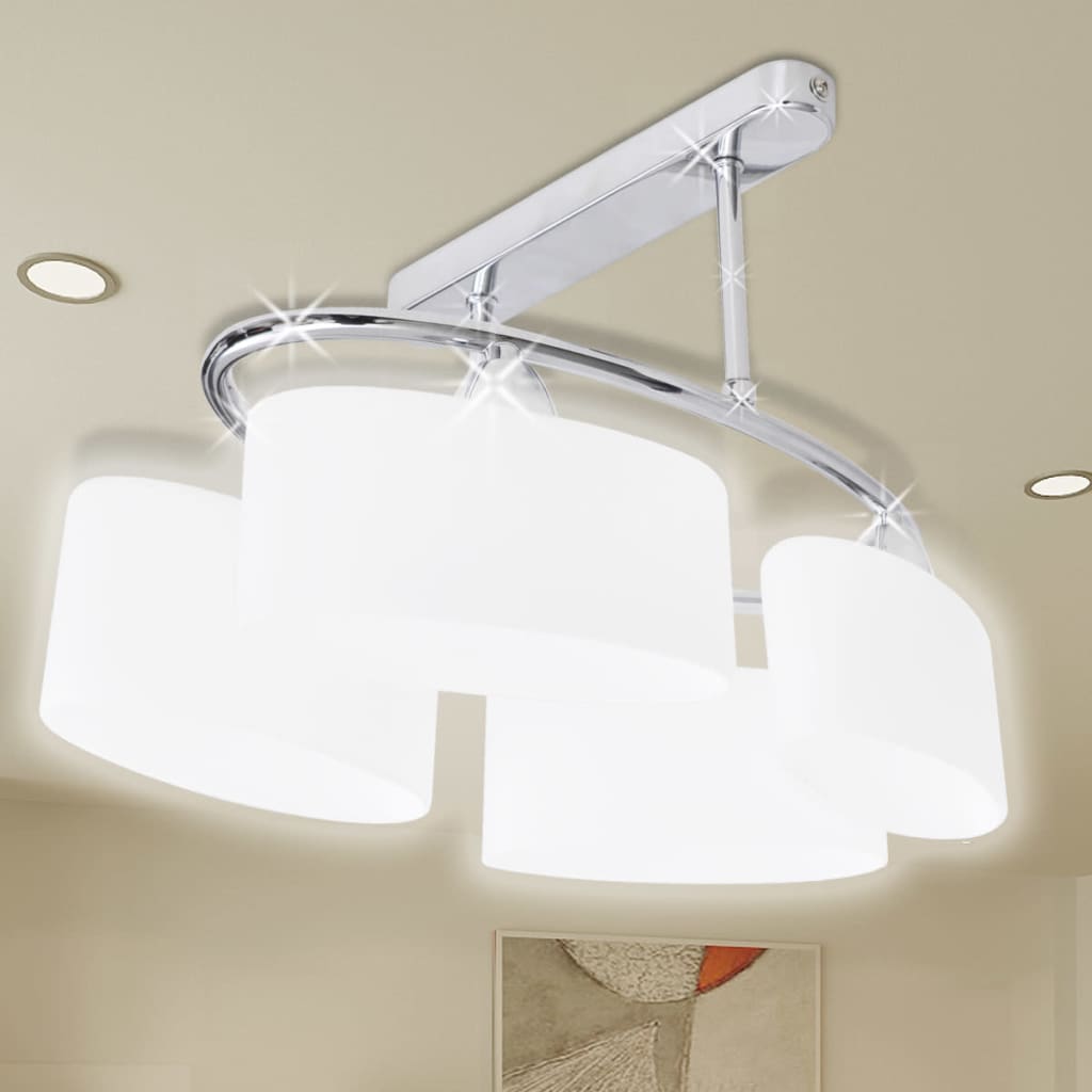Plafondlamp Met Ellipsvormige Glazen Kappen 6Xe14
