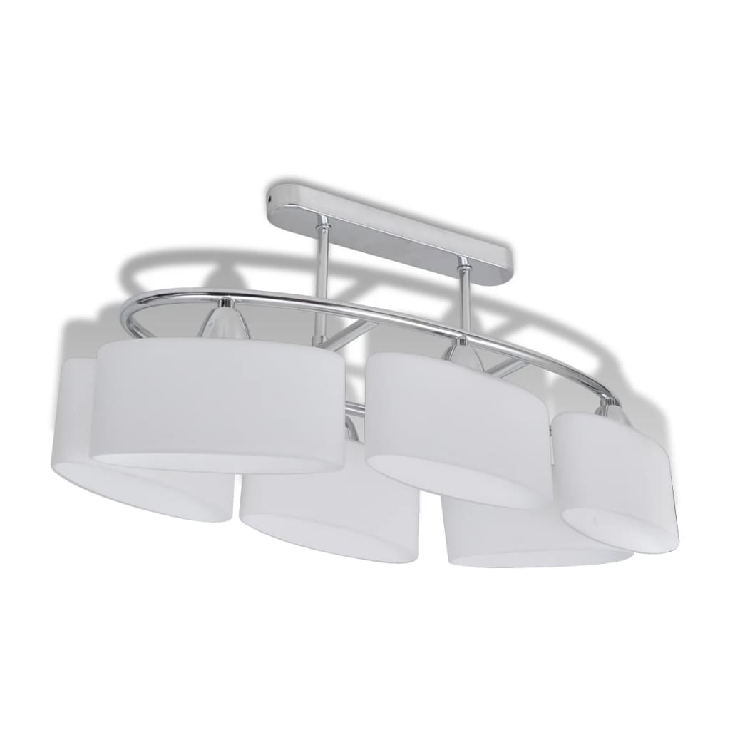Plafondlamp Met Ellipsvormige Glazen Kappen 6Xe14