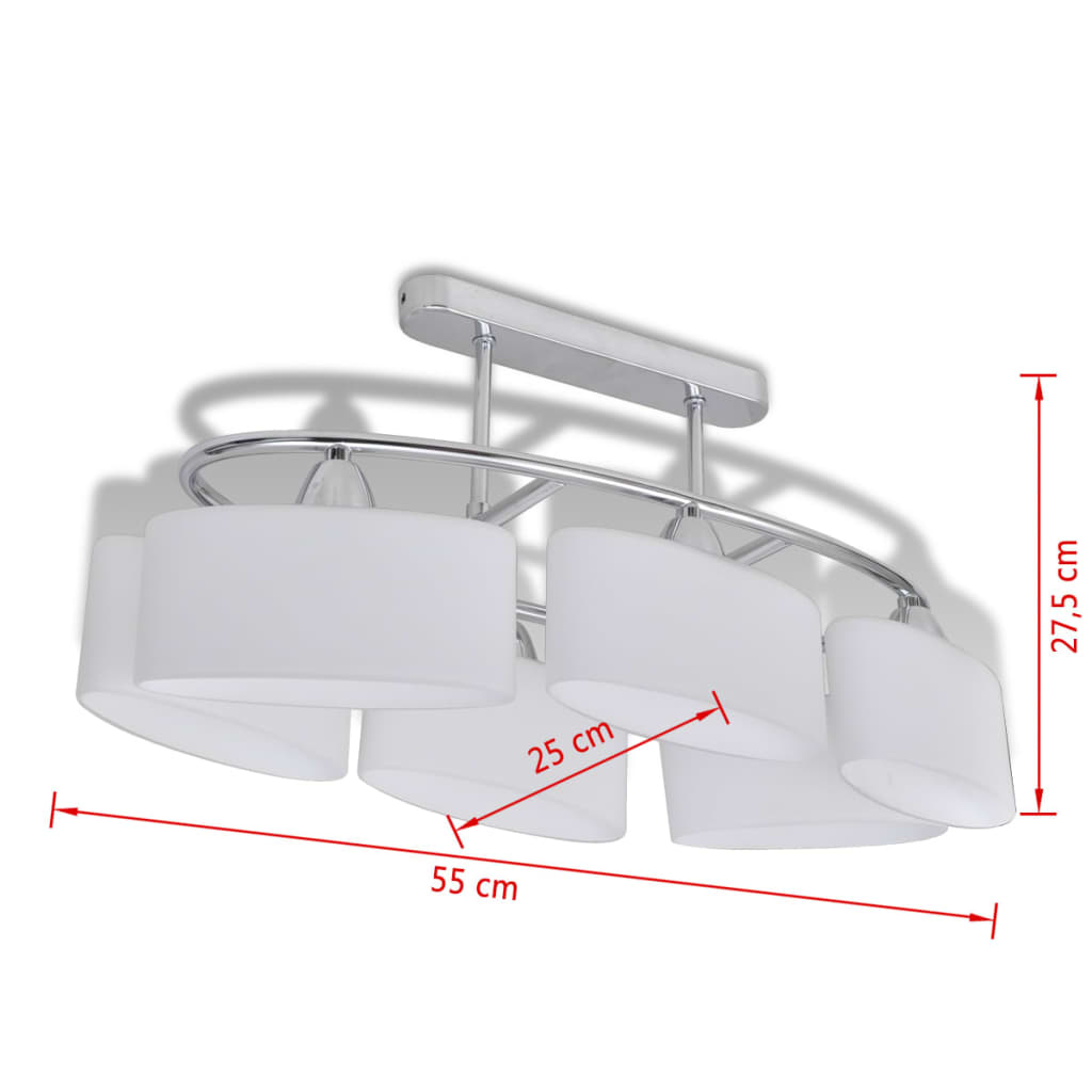Plafondlamp Met Ellipsvormige Glazen Kappen 6Xe14