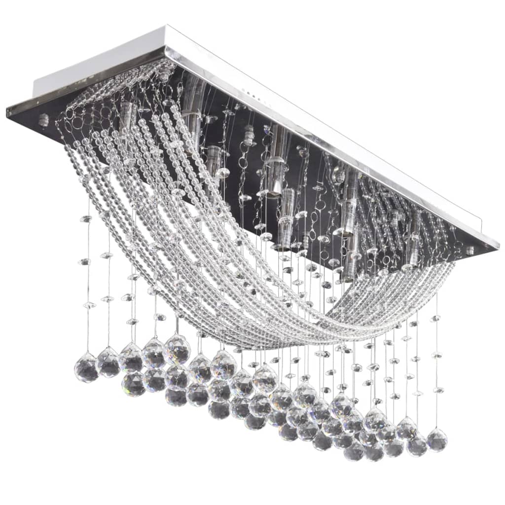 Plafondlamp Met Glinsterende Glas Kristallen Kralen 8Xg9 29 Cm Zwart