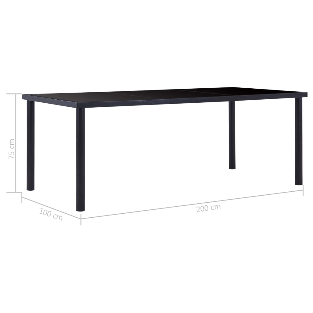 Eettafel Gehard Glas Zwart