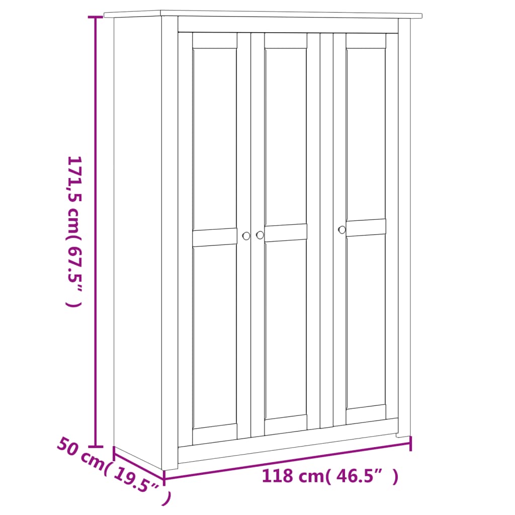 Kledingkast Panama Range 118X50X171,5 Cm Grenenhout Grijs