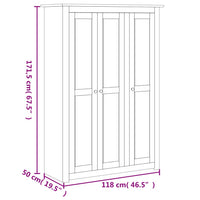 Kledingkast Panama Range 118X50X171,5 Cm Grenenhout Grijs
