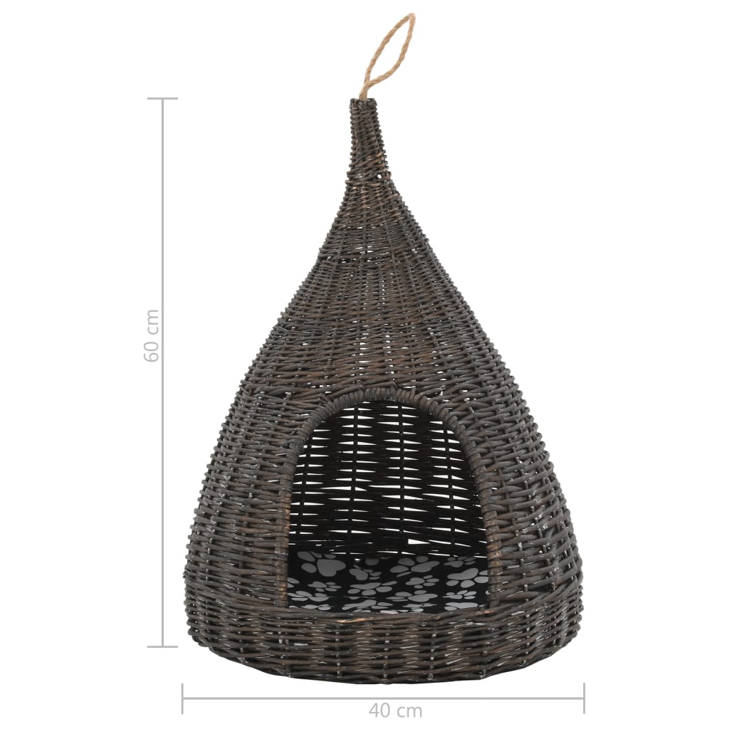 Kattenhuis Met Kussen Tipi 40X60 Cm Natuurlijk Wilgen