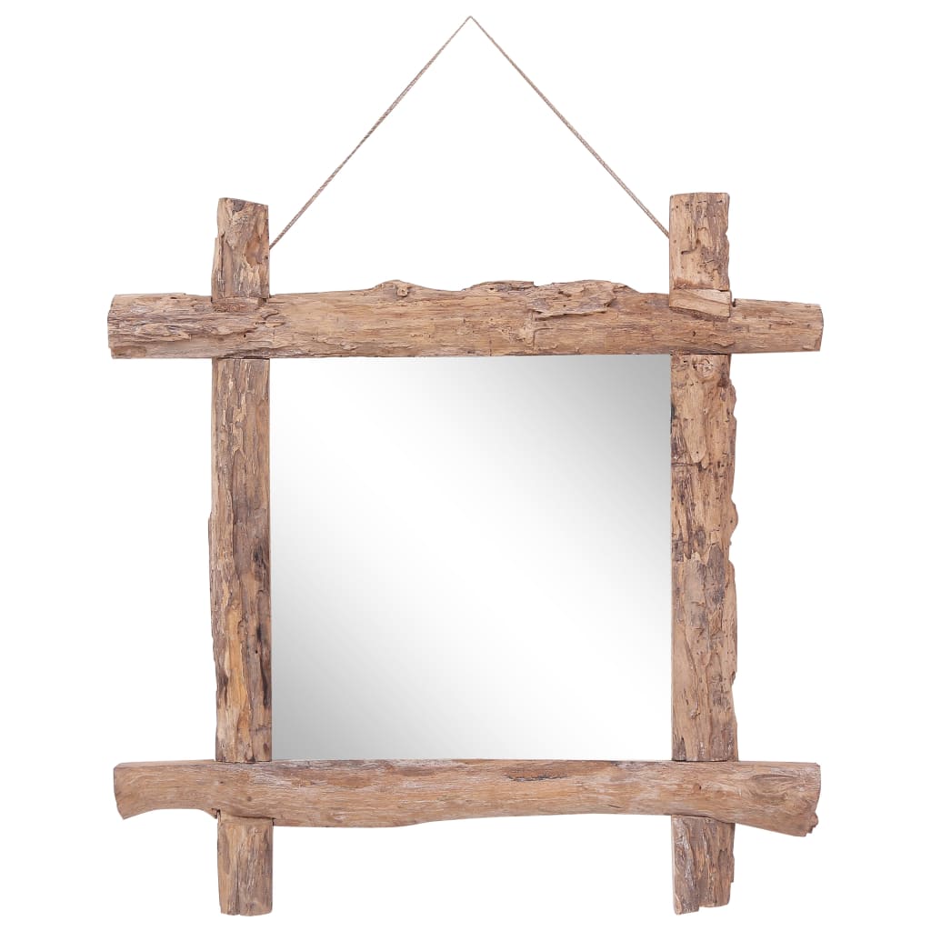 Spiegel Houtblokken70X70 Cm Gerecycled Teakhout Naturel