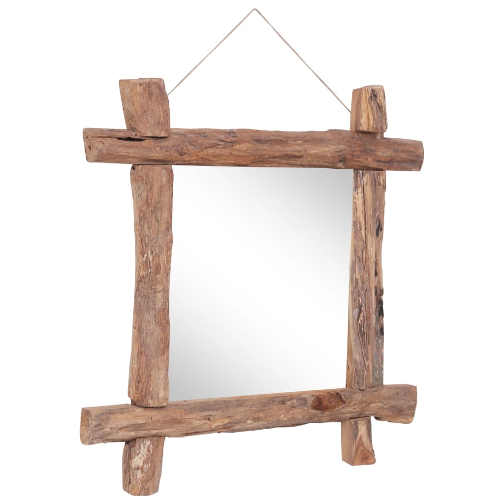 Spiegel Houtblokken70X70 Cm Gerecycled Teakhout Naturel