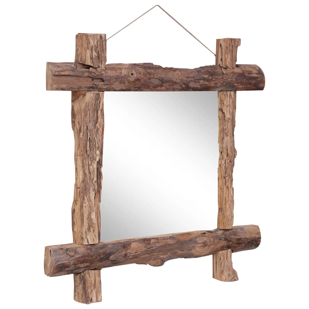 Spiegel Houtblokken70X70 Cm Gerecycled Teakhout Naturel