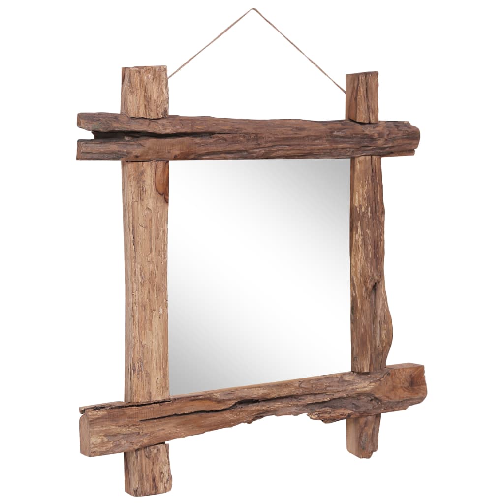 Spiegel Houtblokken70X70 Cm Gerecycled Teakhout Naturel