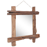 Spiegel Houtblokken70X70 Cm Gerecycled Teakhout Naturel