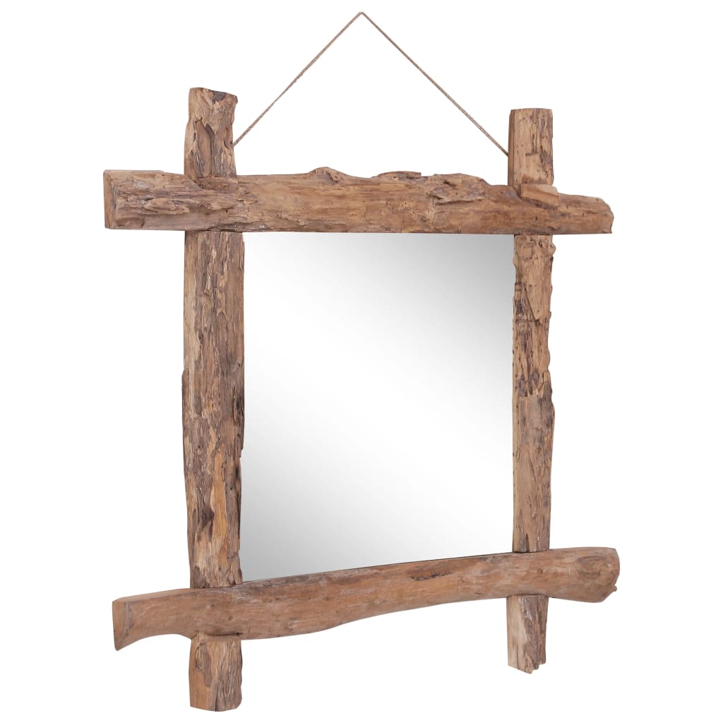 Spiegel Houtblokken70X70 Cm Gerecycled Teakhout Naturel