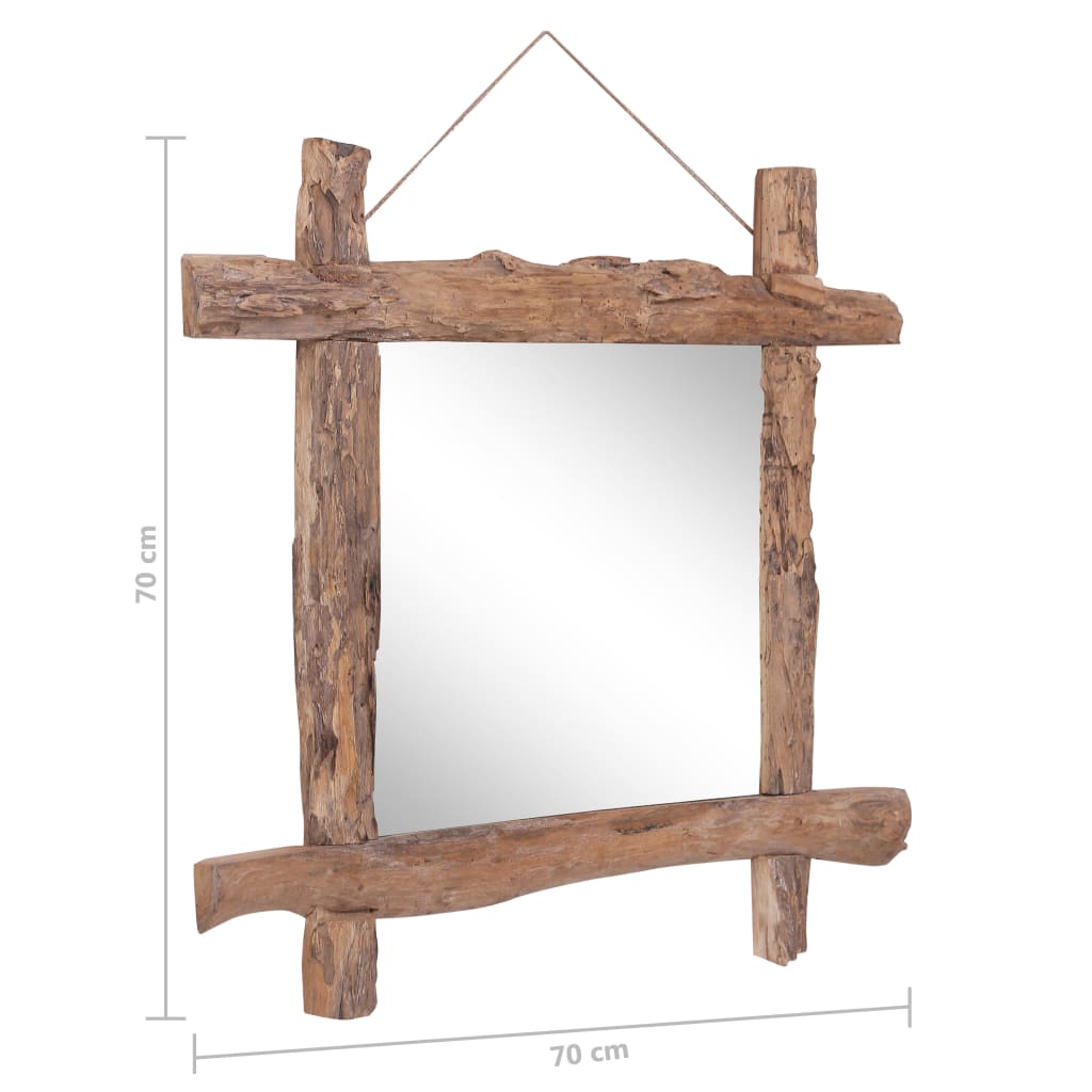 Spiegel Houtblokken70X70 Cm Gerecycled Teakhout Naturel