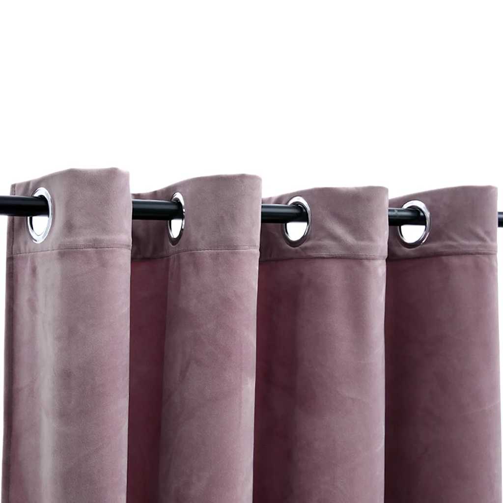 Gordijnen Verduisterend Met Ringen Fluweel Roze